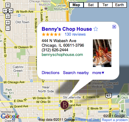 Google Map of Benny's Chop House